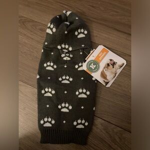Dog Pet hoodie sweater Cozy Paws Hunter green and white XS NWT